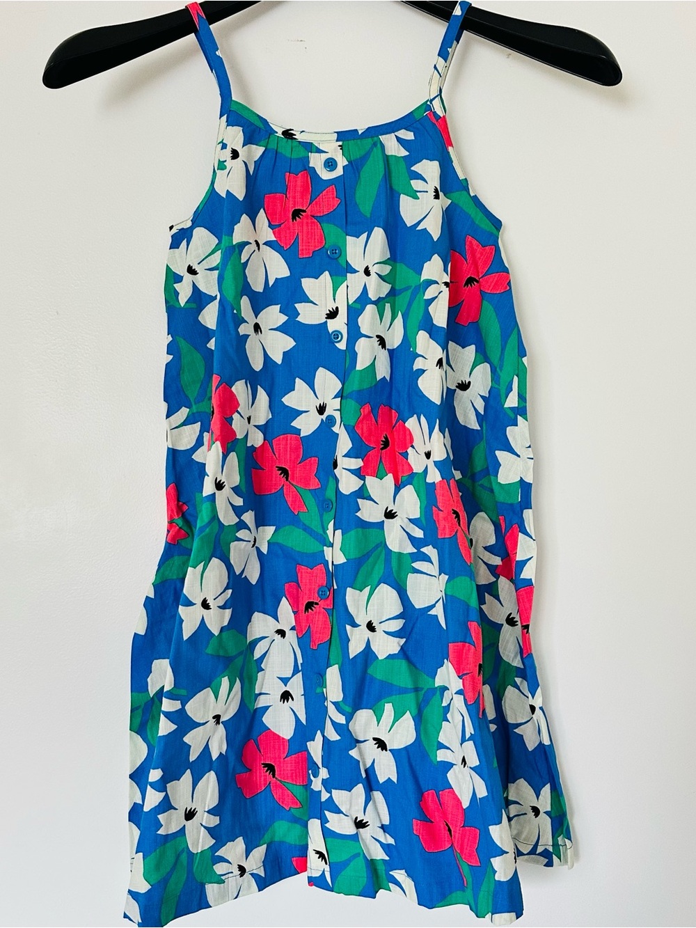 NEW Hanna Andersson Girls Print Woven Summer Floral Dress Size 10 / 140cm Blue